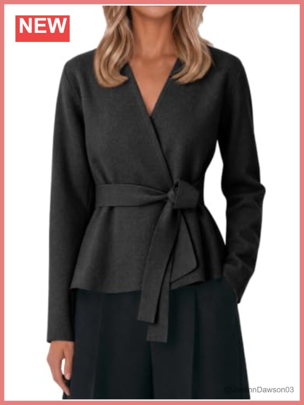 Open Front Belted Cardigan Long Sleeve Casual Knit Sweater